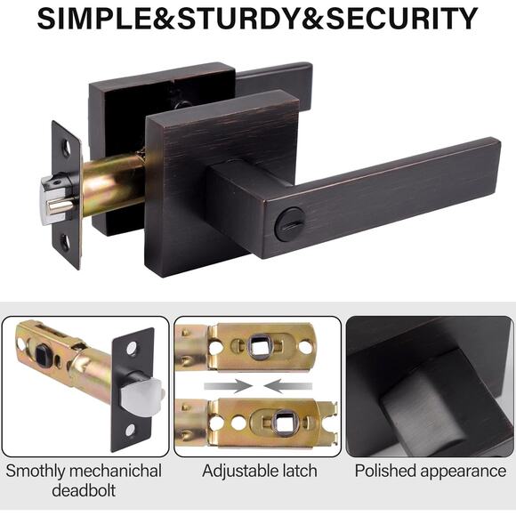 New Golingda Bathroom Door Lock w/ Heavy Duty Door Lever / Brushed Bronze - Picture 6 of 6